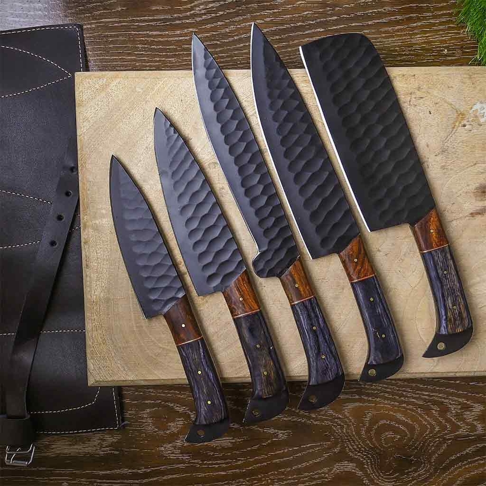 Kitchen Set Handmade knives with Carbon Steel Chef Damascus Knives Set  NEW
